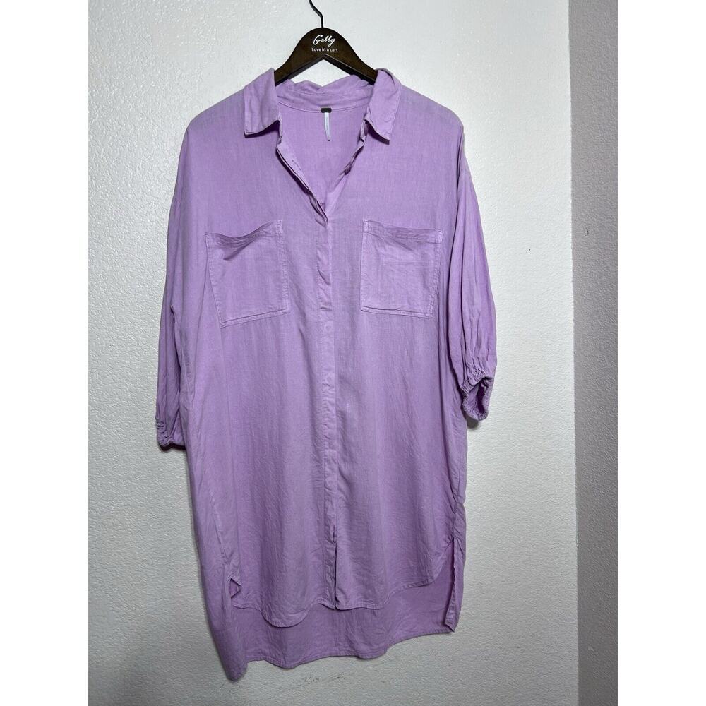 Young Fabulous and Broke YFB Linen Blend Pink Button Front Shirt Sz Small